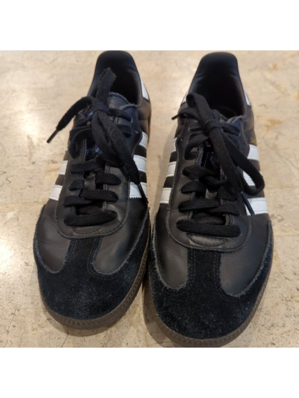 Adidas Samba Black White Leather Lace Up Low Top Sneakers Men's Size 9 Unisex-lp - Picture 3 of 10